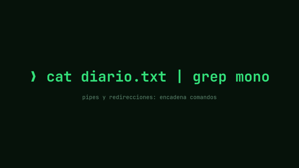 Pantalla de terminal con el comando cat diario.txt | grep mono en verde