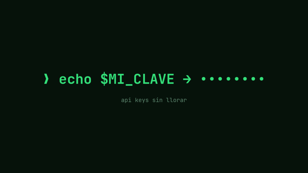 Pantalla de terminal mostrando una clave enmascarada con puntos en verde
